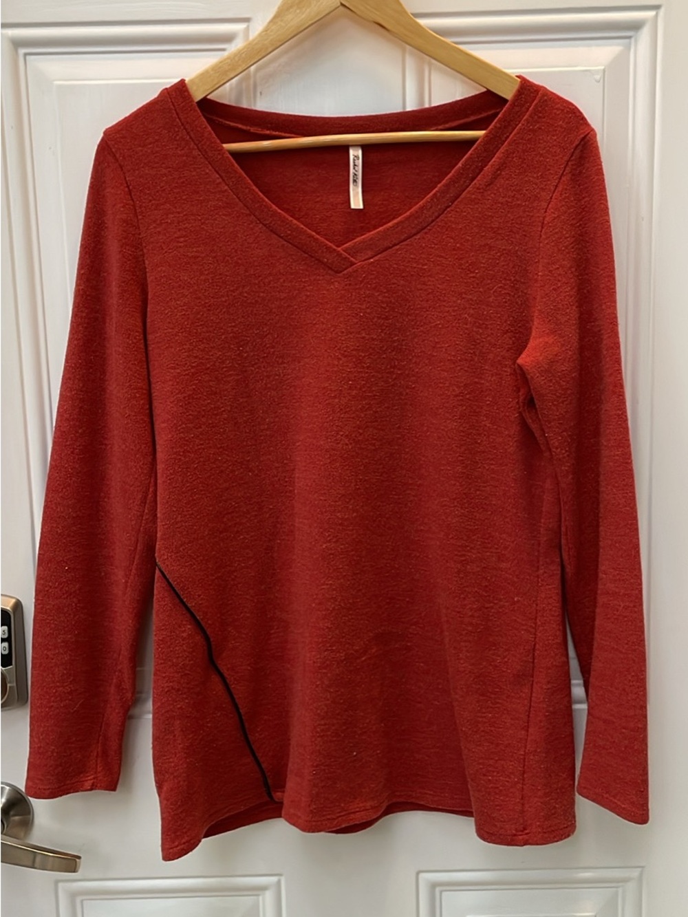 Rachel Kate V-Neck Long Sleeve Top in Deep Rust